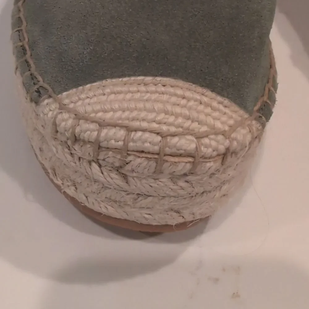 Talbots Quinn Suede Horsebit Bow Platform Espadrilles Shoes Size 10 Sagebrush